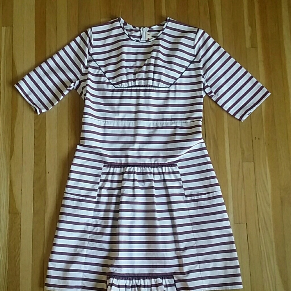 MARNI maroon striped short sleeve dress  sz.42